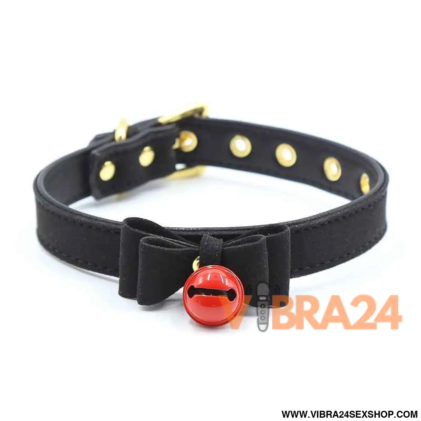 Collar with Bow and Rattle 44 cm Black/Red