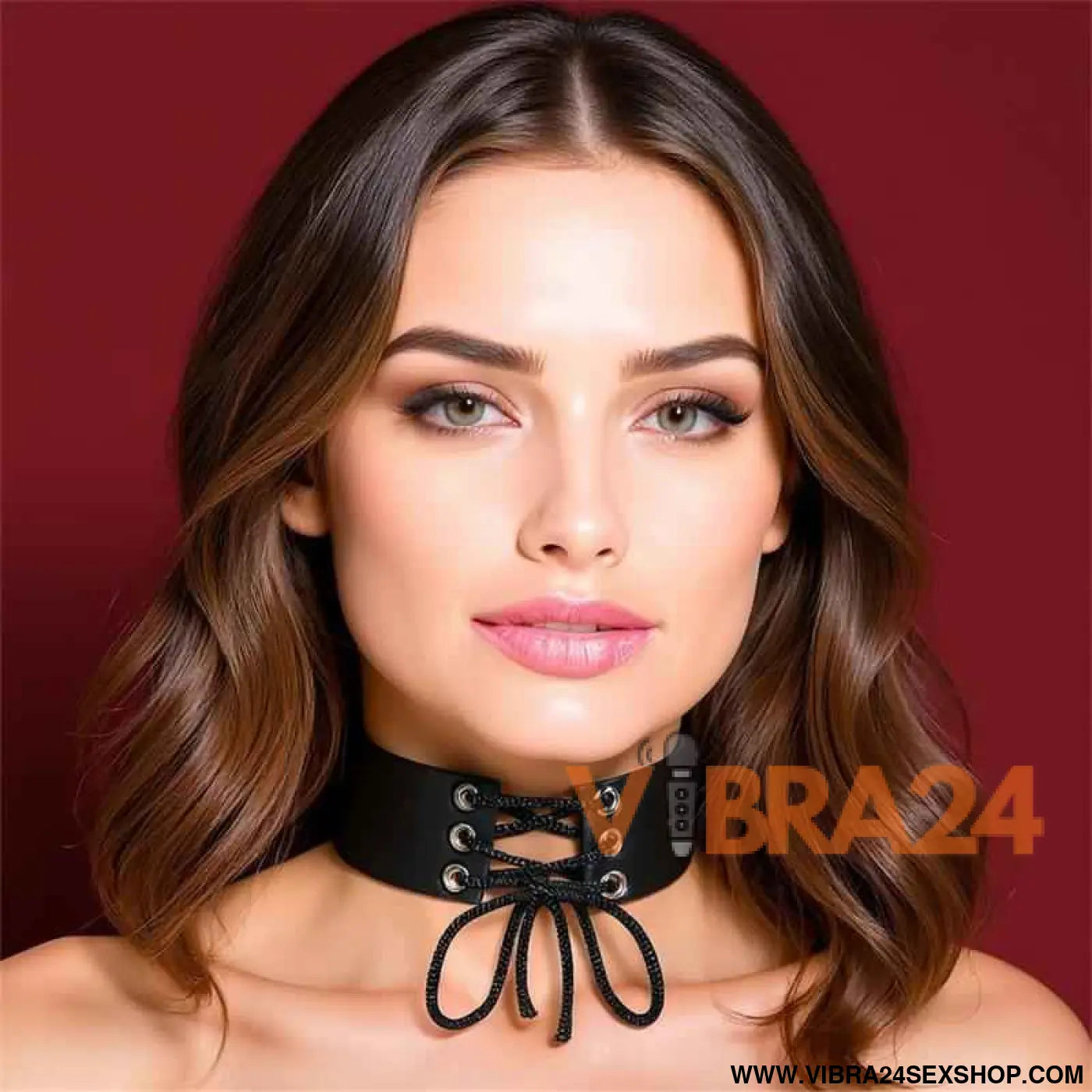 Collar with Lace Vegan Leather One Size