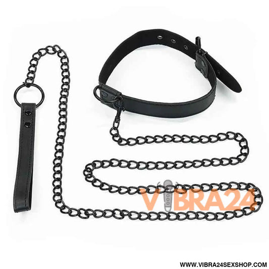 Collar with Leash Black Matt