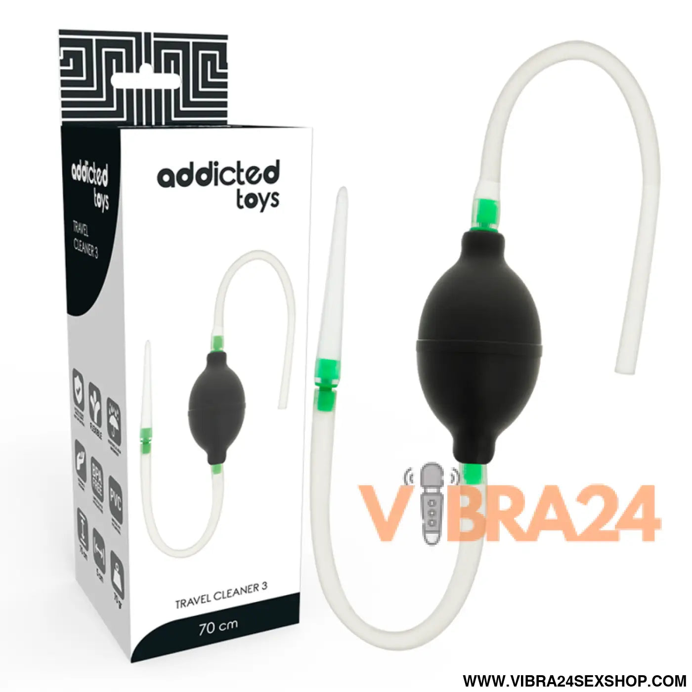 Conjunto de enema preto Addicted Toys com pêra anal silicone