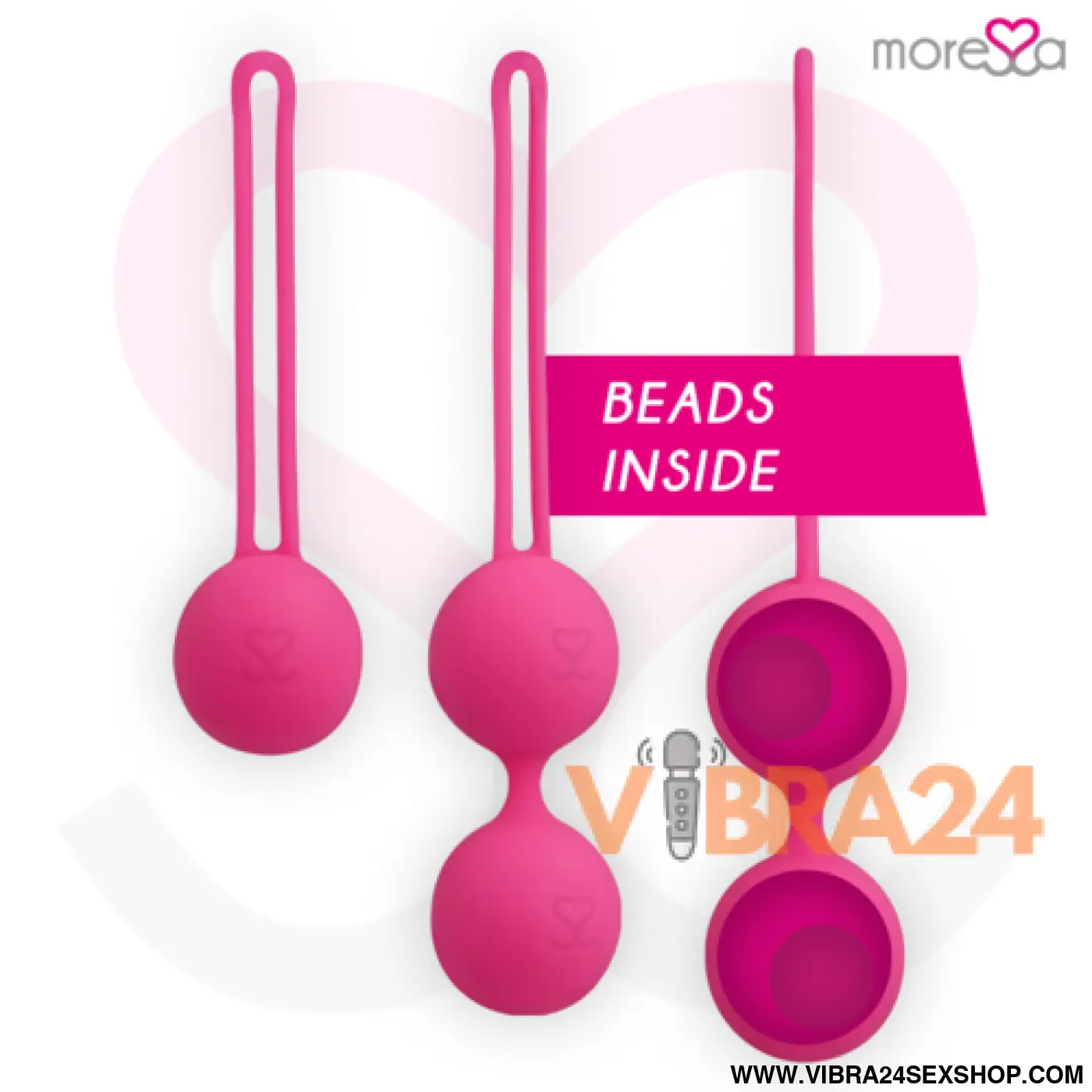 Conjunto Silicone Premium Rosa - Bolas Chinesas de Silicone Premium Rosa - MoreSSA Osian (Osian One - 51 g | Osian Two - 101 g | Osian Three - 85 g) - VIBRA24 SEXSHOP