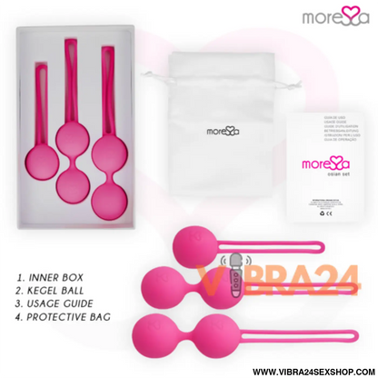 Conjunto Silicone Premium Rosa - Bolas Chinesas de Silicone Premium Rosa - MoreSSA Osian (Osian One - 51 g | Osian Two - 101 g | Osian Three - 85 g) - VIBRA24 SEXSHOP
