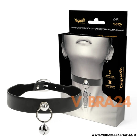 COQUETTE CHIC DESIRE - COLAR DE COURO VEGANO ACESSÓRIO MULHER CHOCALHO/ARO