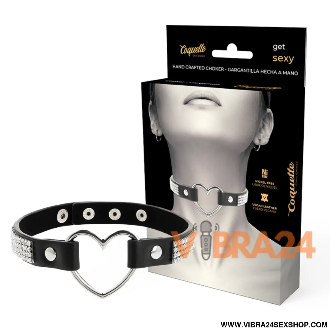 COQUETTE CHIC DESIRE - GARGANTILHA DE COURO VEGANO COM CORAO