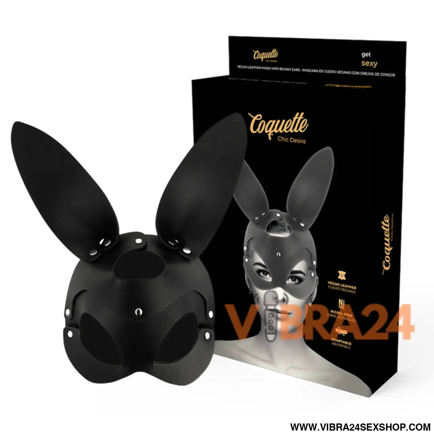 COQUETTE CHIC DESIRE - MSCARA DE COURO VEGANO COM ORELHAS COELHO