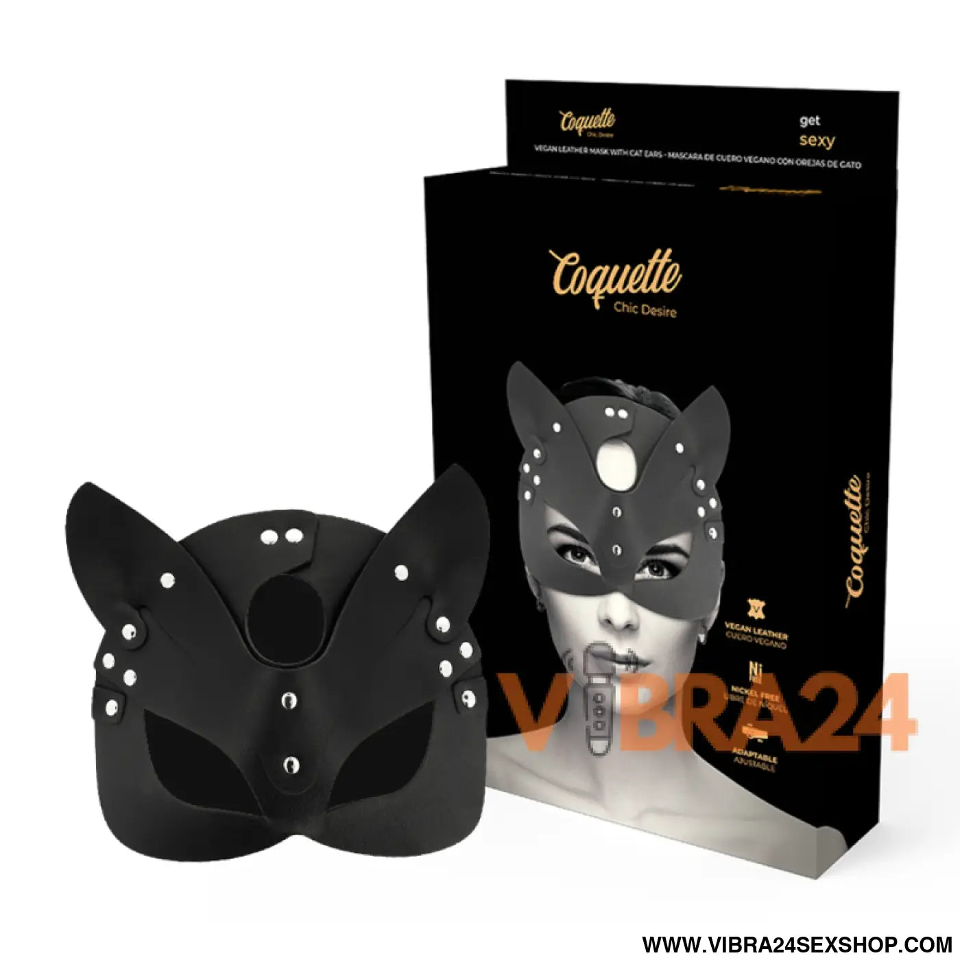 COQUETTE CHIC DESIRE - MSCARA DE COURO VEGANO COM ORELHAS GATO