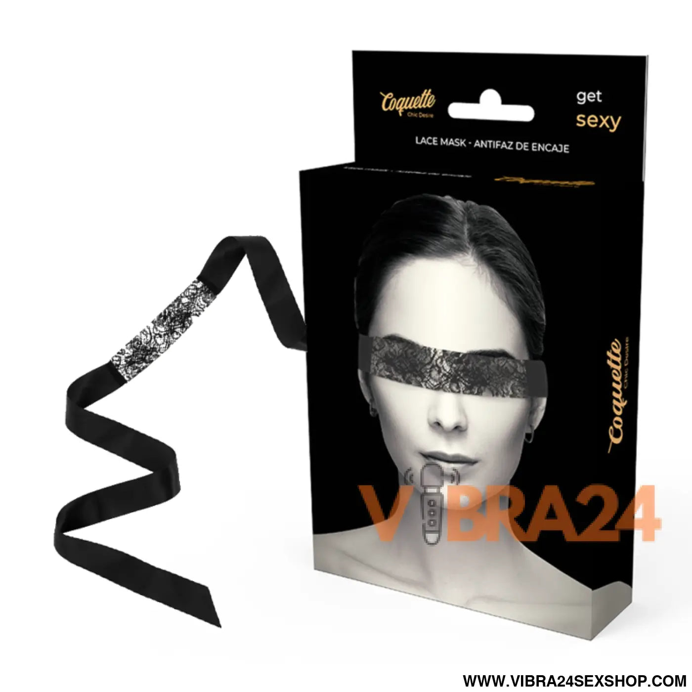COQUETTE CHIC DESIRE - MSCARA DE RENDA PRETA COM FITA