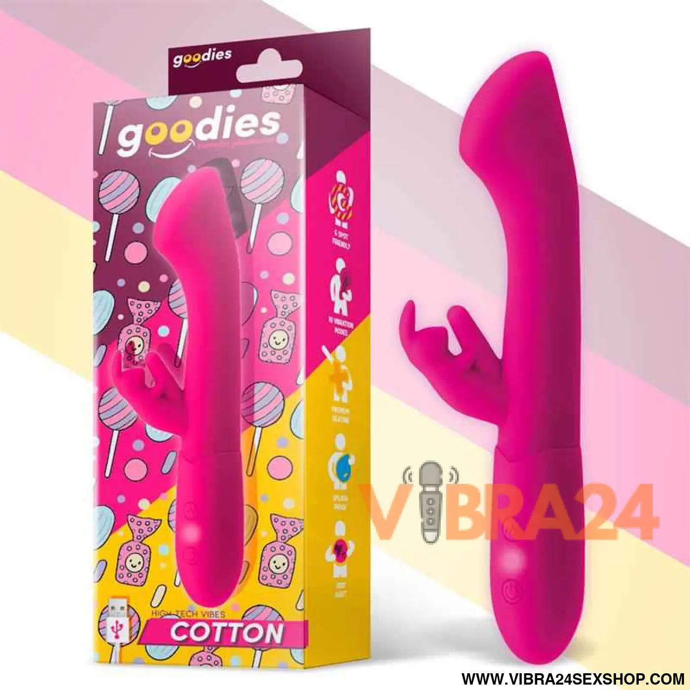 Cotton G-Spot and Rabbit Vibe USB Silicone Fuchsia