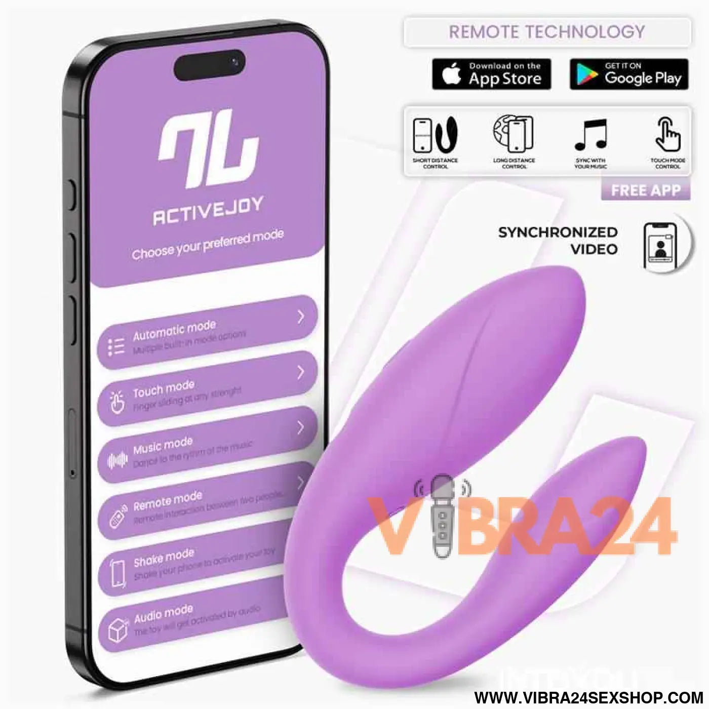 Couple Toy with App Flexible Silicone Lavender