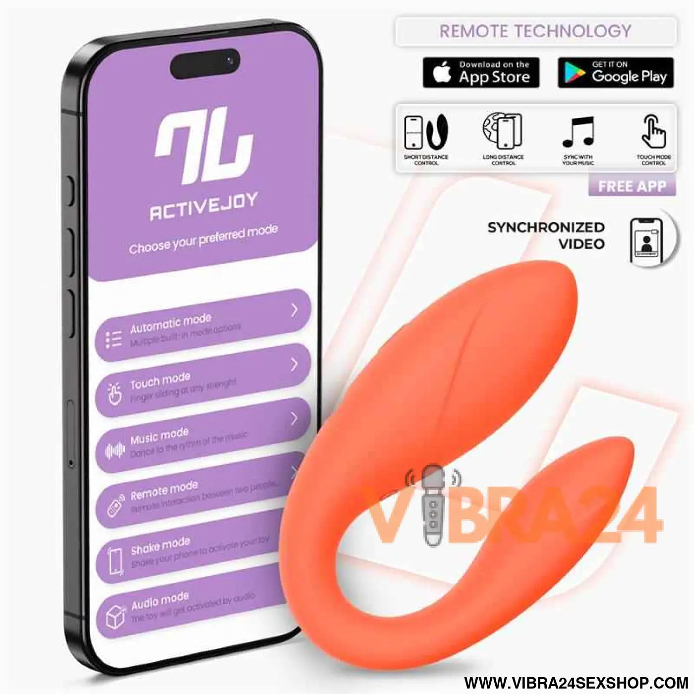 Couple Toy with App Flexible Silicone Salmon
