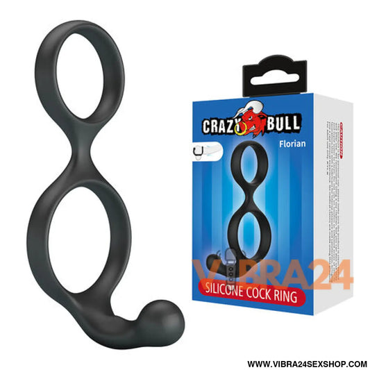 Crazy Bull – Florian: Anel Duplo Ergonômico para Pênis e Testículos com Estimulação Curva Firmeza Duradoura