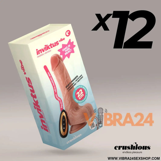 Crushious – Pack de 12 Inviktus Vibe: Vibrador com Impulso Rotação e Controlo Remoto em Silicone Líquido