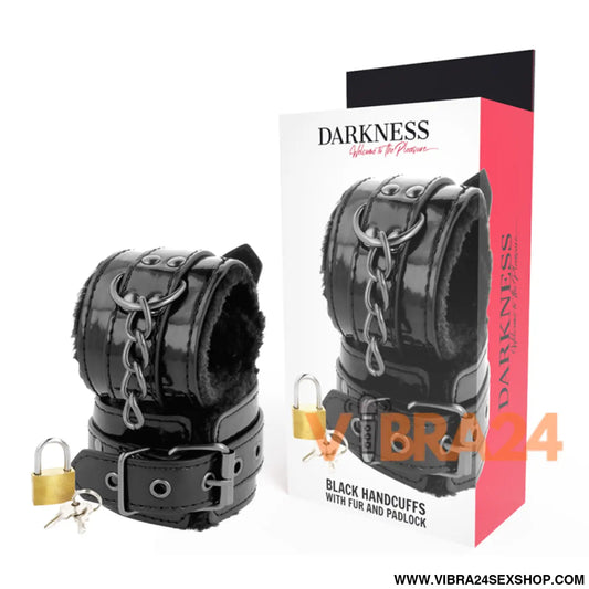 DARKNESS - ALGEMAS DE COURO AJUSTVEIS PRETAS COM CADEADO