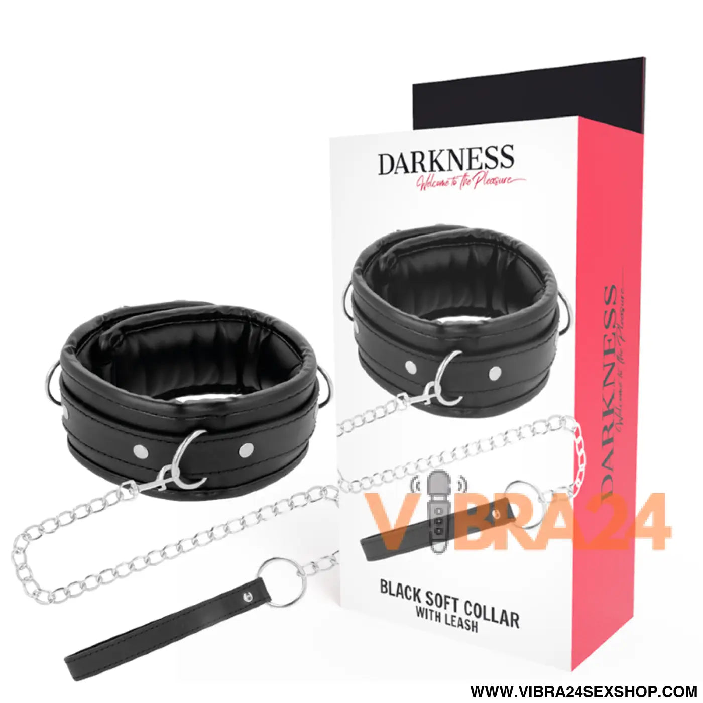 DARKNESS - COLAR DE COURO MACIO COM CORRENTE
