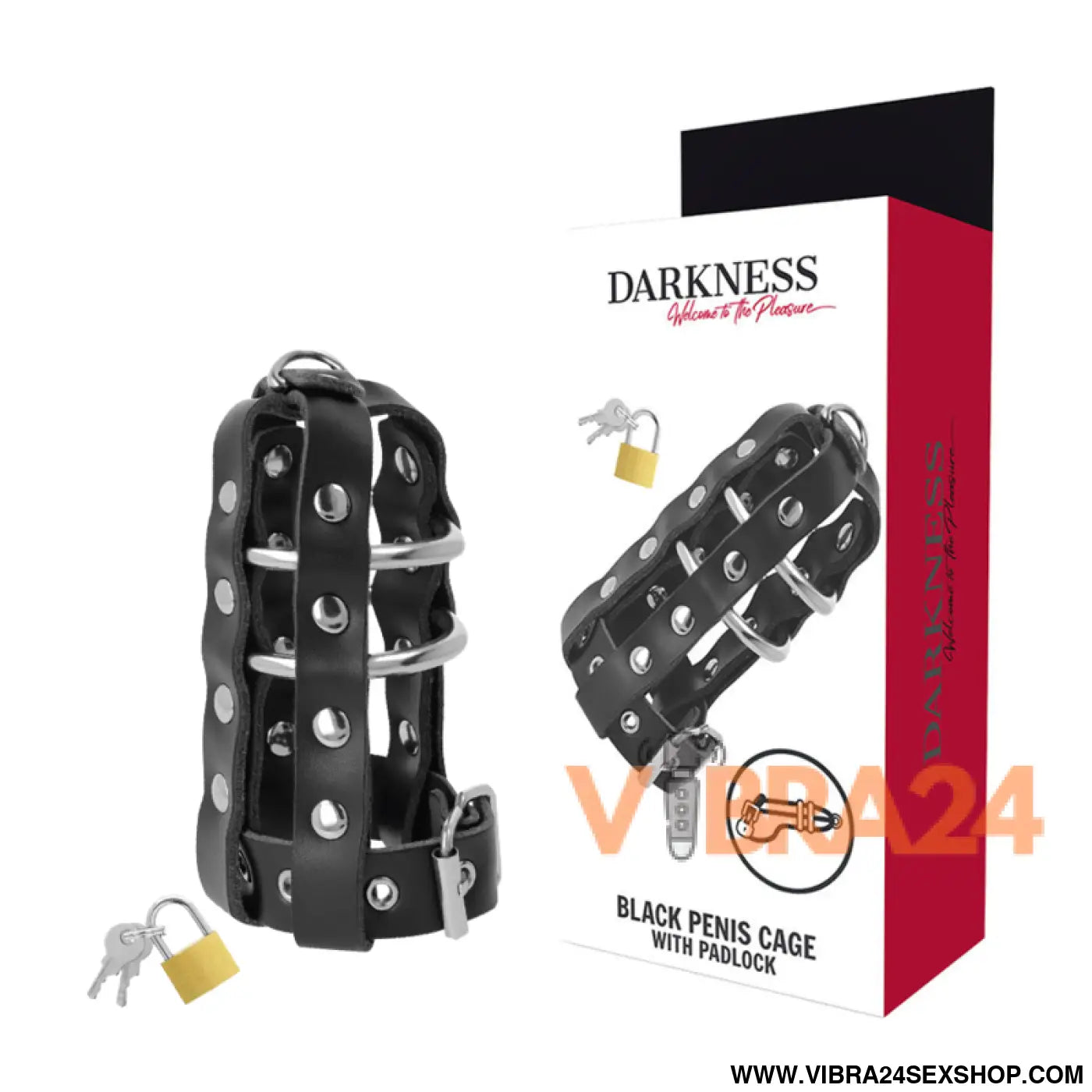 DARKNESS - GAIOLA DE CASTIDADE COURO COM FECHADURA