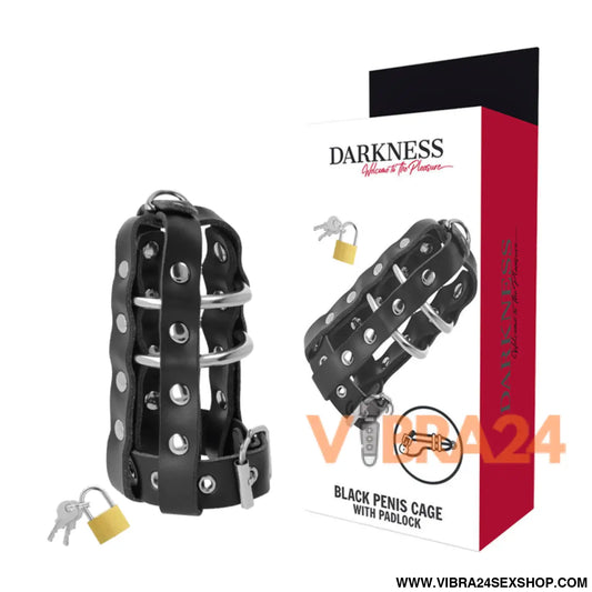DARKNESS - GAIOLA DE CASTIDADE COURO COM FECHADURA