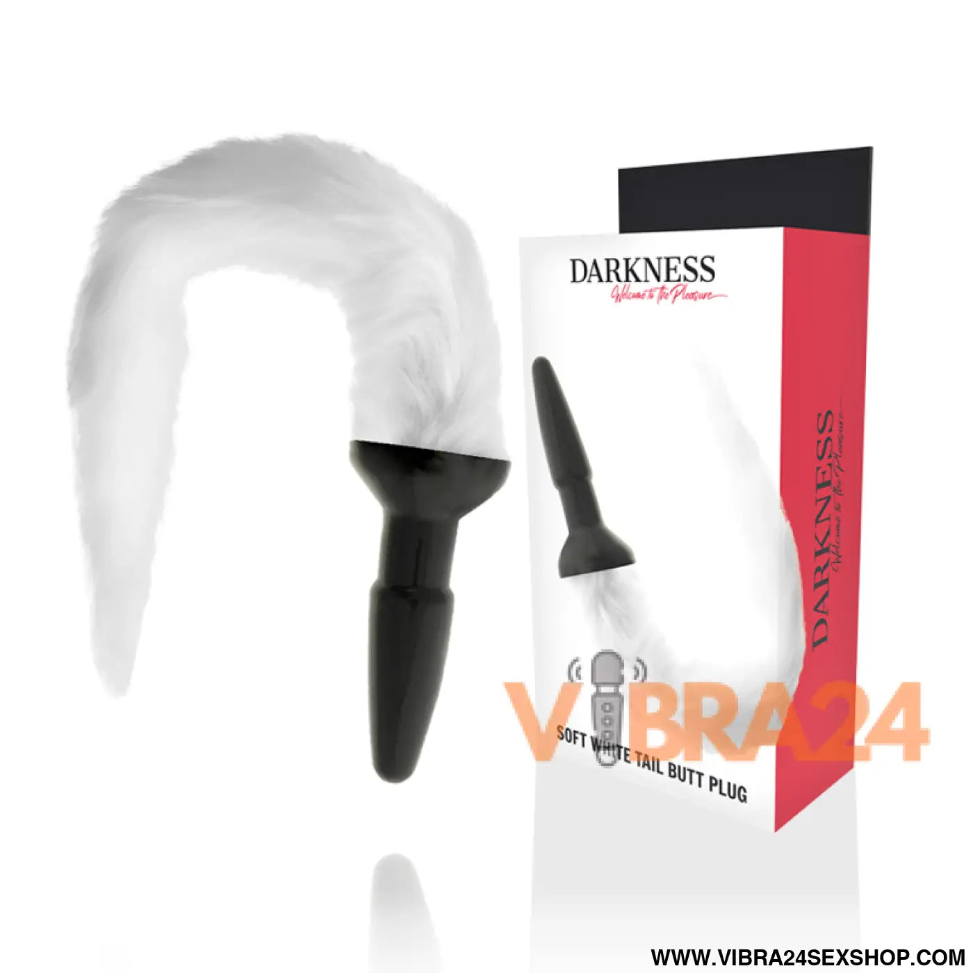 DARKNESS - PLUG ANAL DE SILICONE COM CAUDA BRANCA