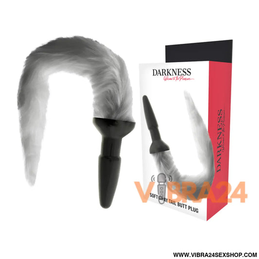 DARKNESS - PLUG ANAL DE SILICONE COM CAUDA CINZA