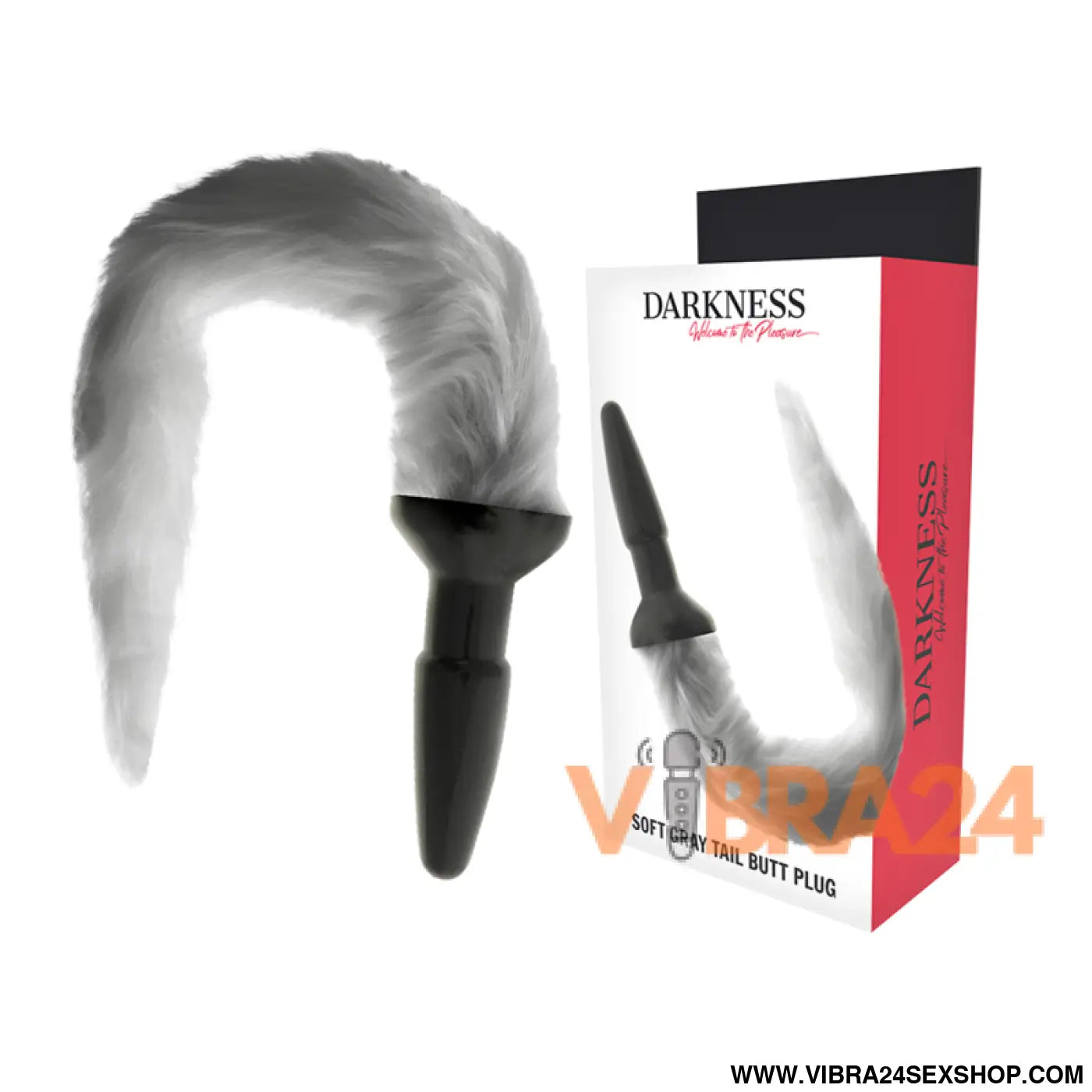DARKNESS - PLUG ANAL DE SILICONE COM CAUDA CINZA