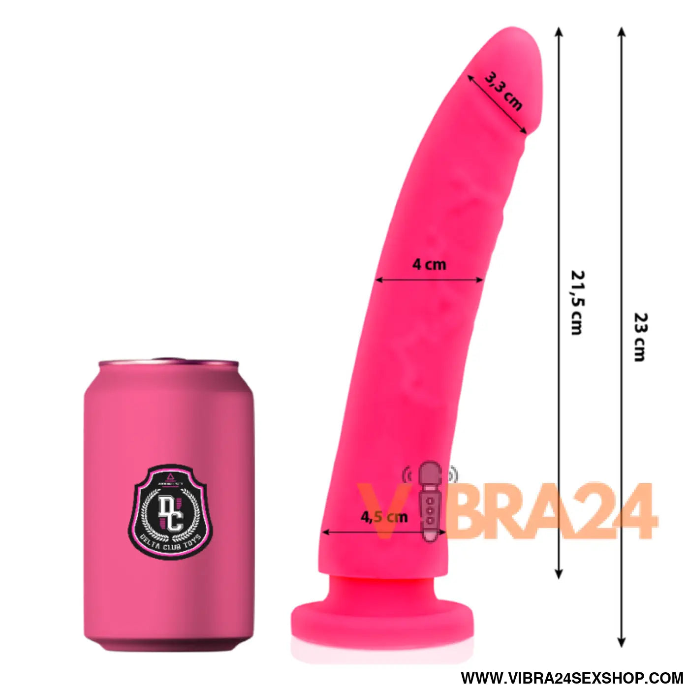 DELTA CLUB - TOYS DILDO MÉDICO DE SILICONE ROSA 23 CM -O- 4.5