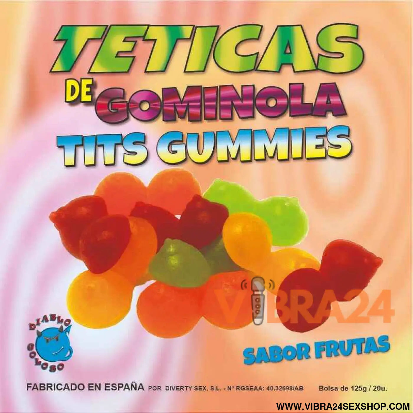 DIABLO GOLOSO - TETINAS DE GOMA BRILHANTES SORTIDAS