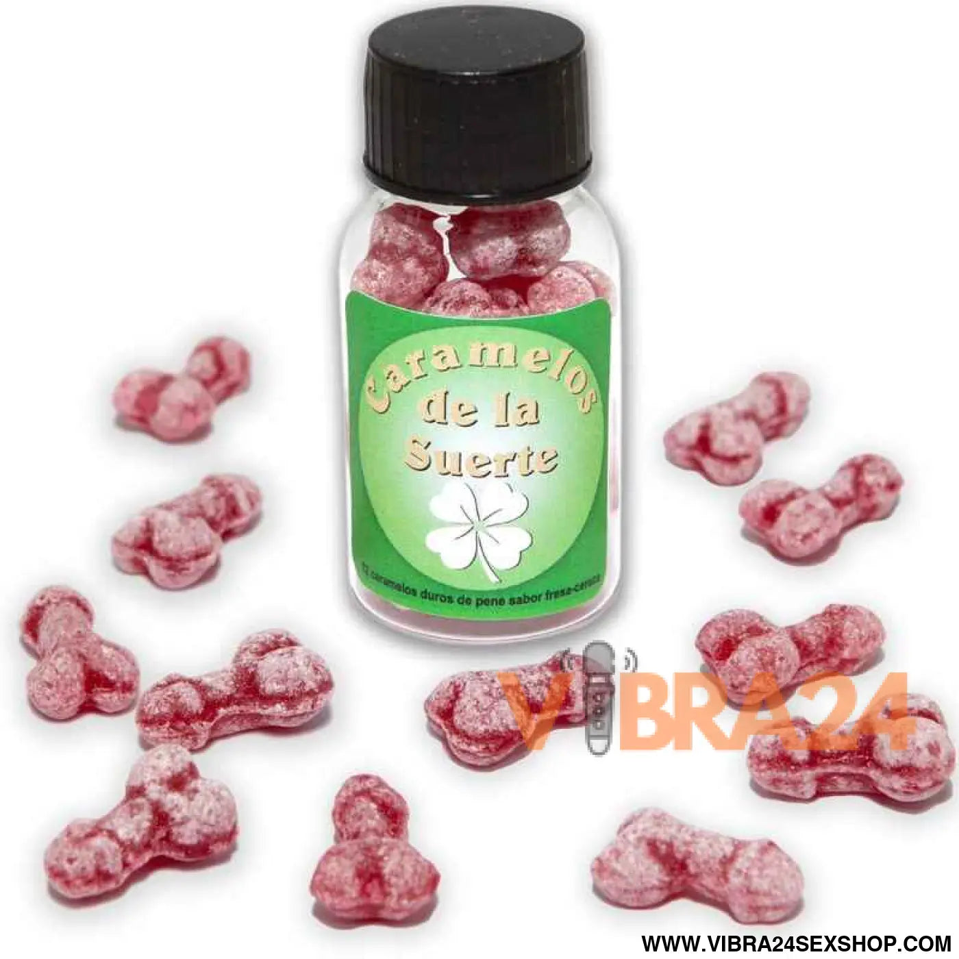 DIABLO PICANTE - 12 DOCES DA SORTE EM FORMA DE PÊNIS MORANGO/CEREJA
