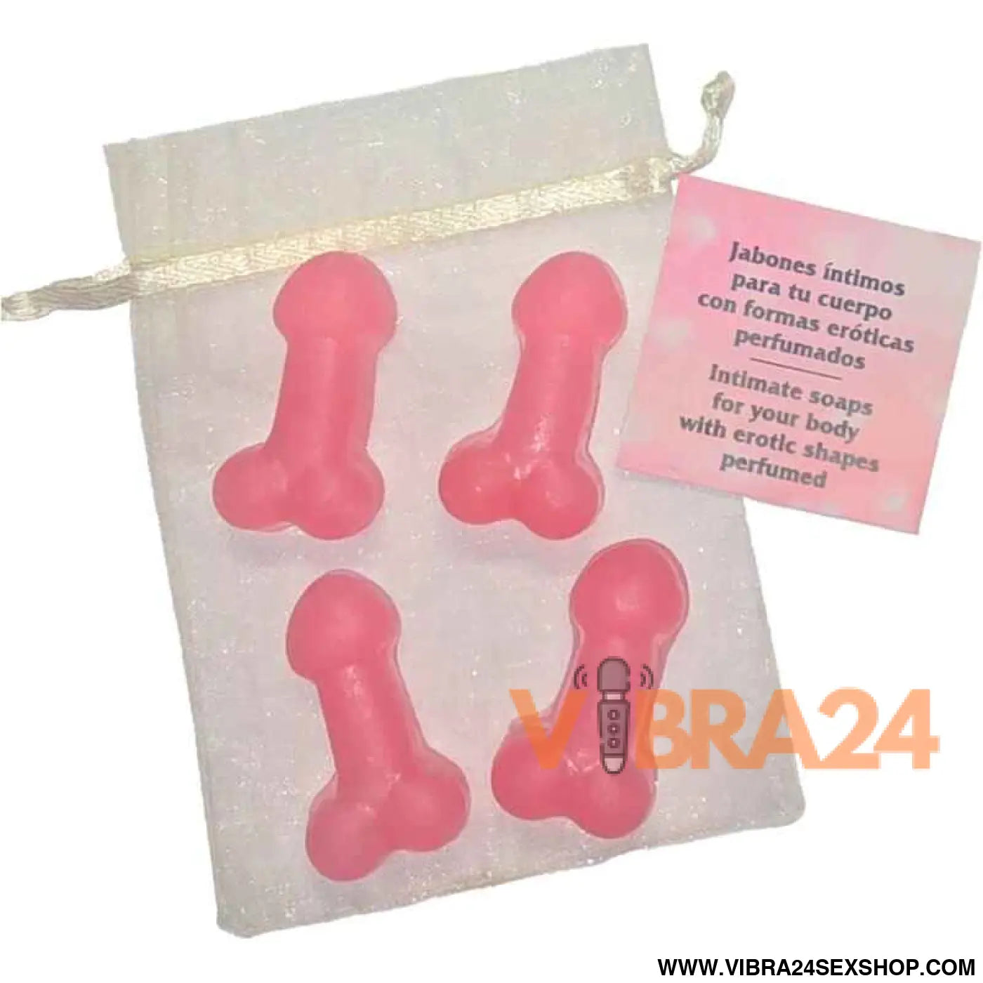 DIABLO PICANTE - 4 MINI SABONETES PERFUMADOS EM FORMA DE PÊNIS ROSA