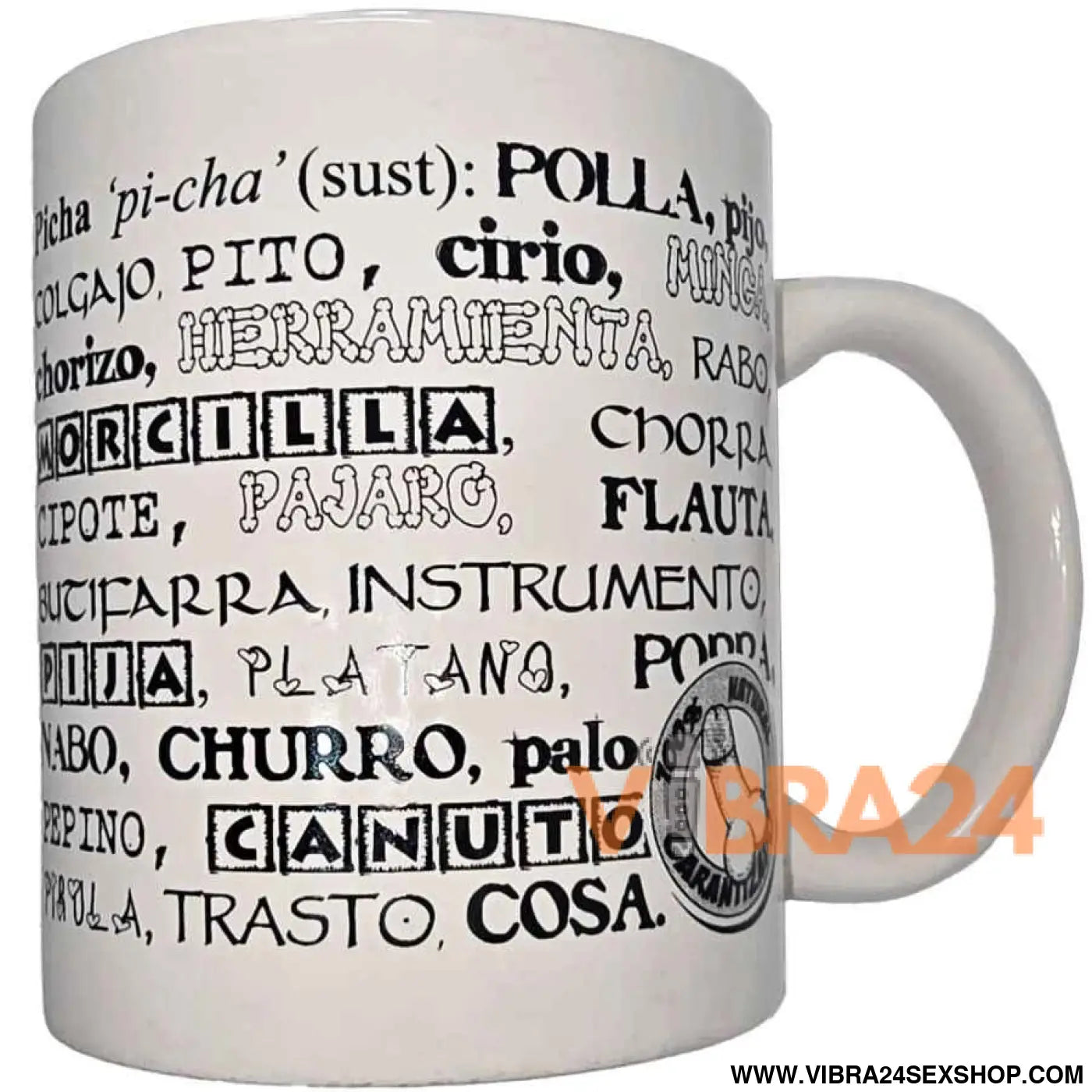 DIABLO PICANTE - CANECA BRANCA COM SINÔNIMOS DE PÊNIS 370 ML