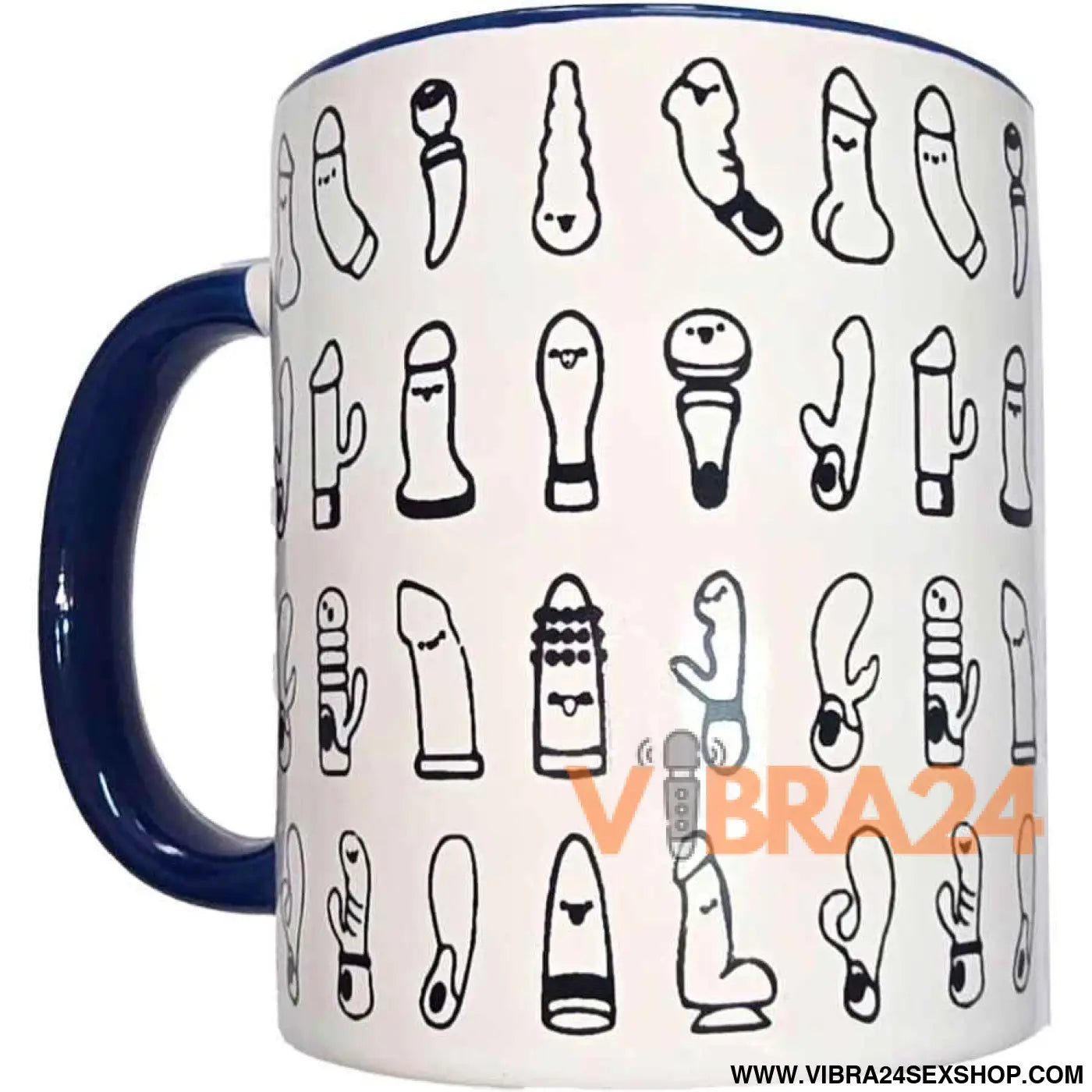 DIABLO PICANTE - CANECA VIBRADORA BRANCA COM ALÇA AZUL 370 ML