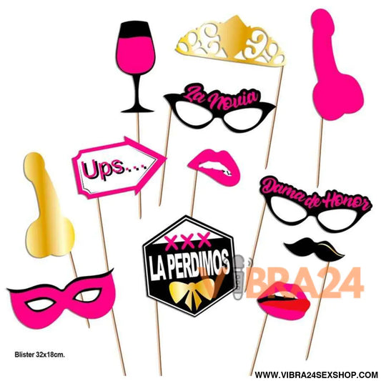 DIABLO PICANTE - CONJUNTO PHOTOCALL PARTY MODELO 2 - 12 UNIDADES