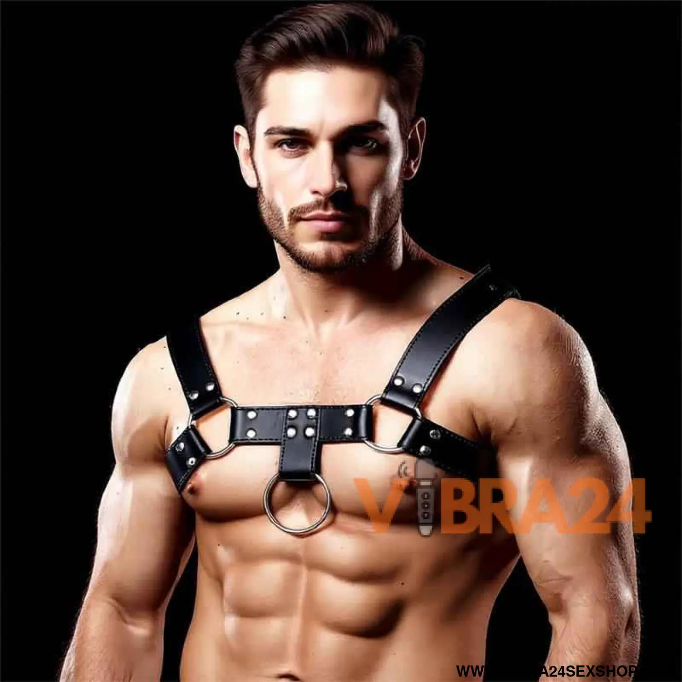 Domine Male Chest Bondage Harness Vegan Leather