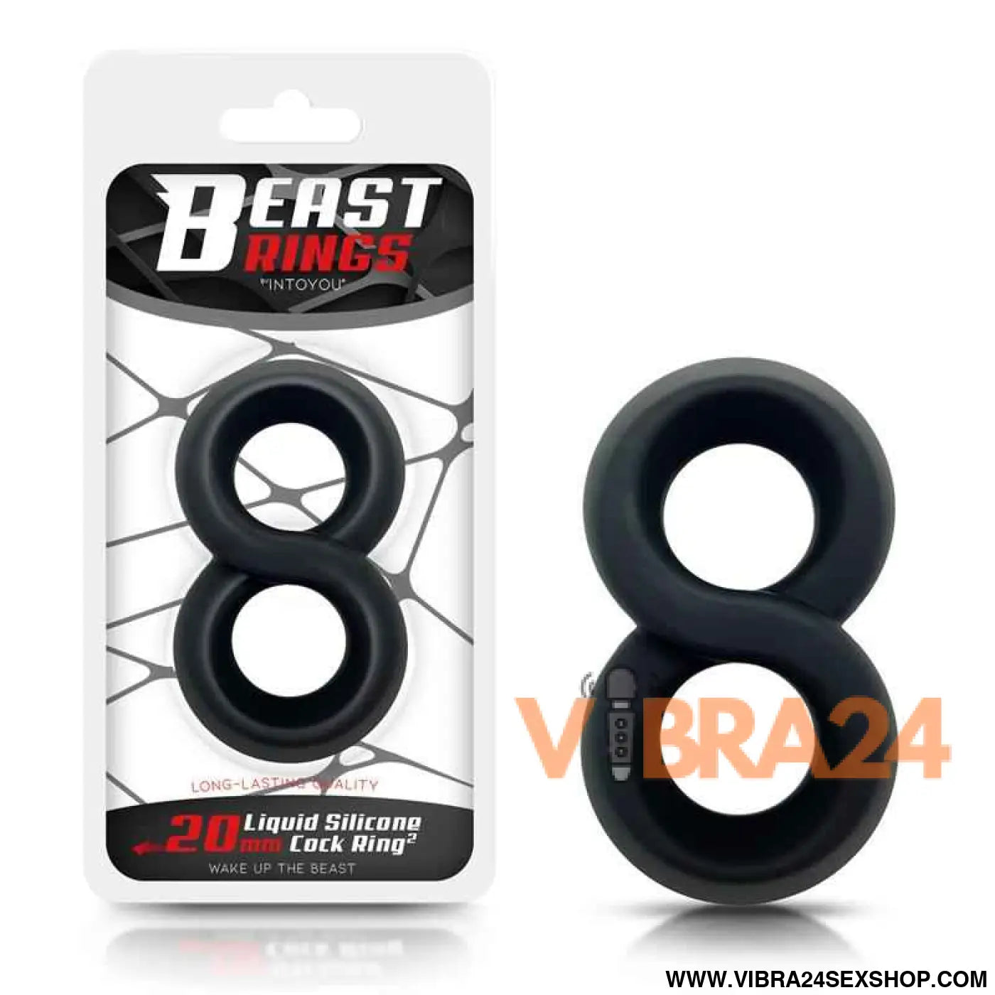 Double Penis Ring 100% Liquid Silicone 2 cm Black