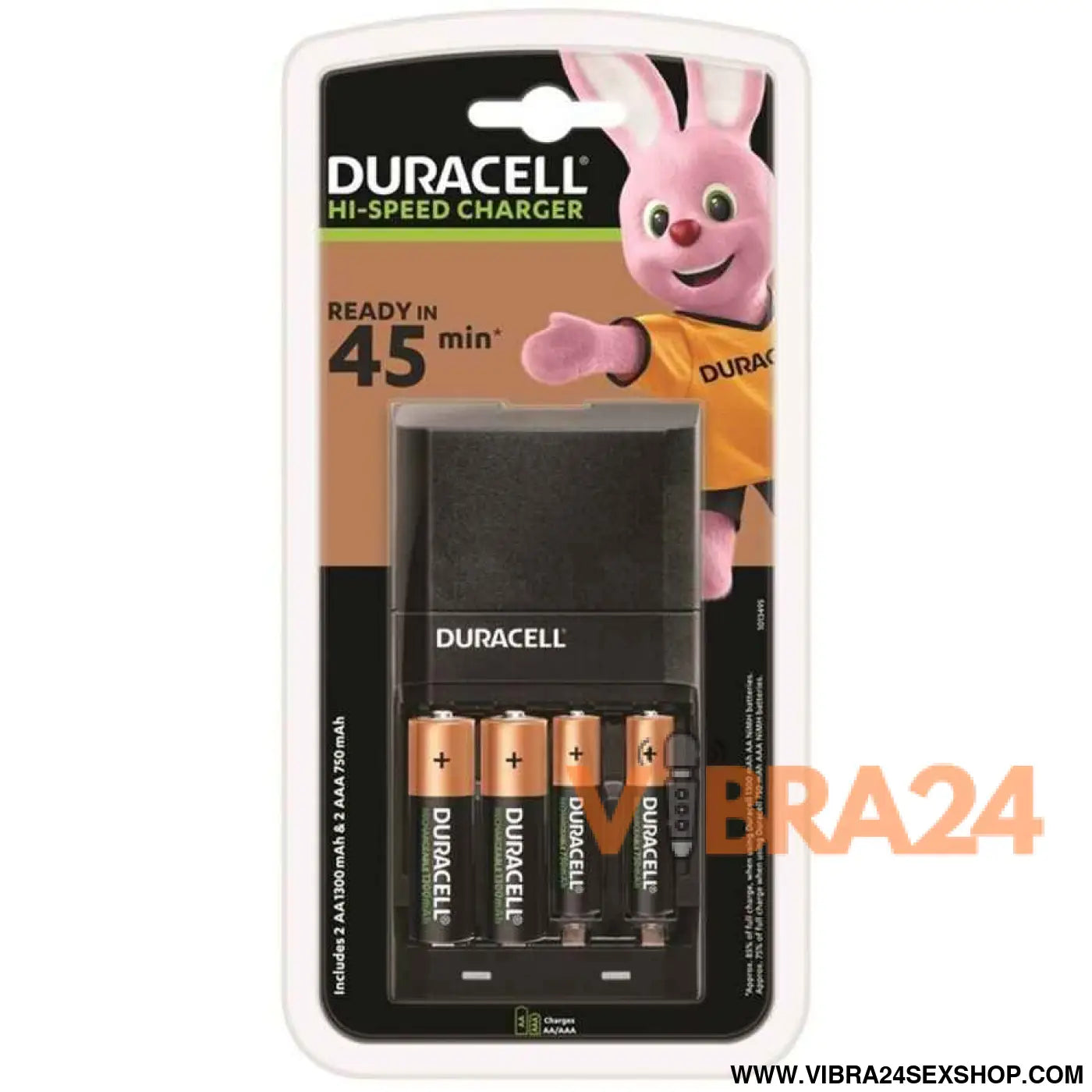 DURACELL - CARREGADOR 45MIN. + 2xAA 1700mAh + 2xAAA 750mAh