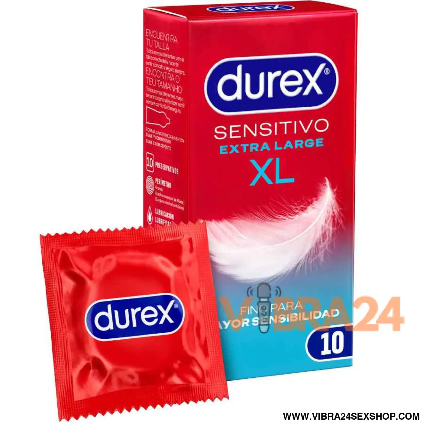 DUREX - PRESERVATIVOS SENSITIVE XL EXTRA LONGO 10 UNIDADES
