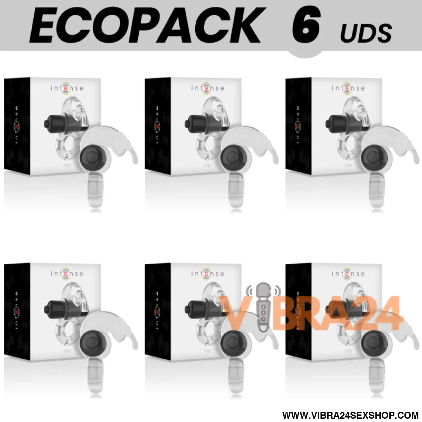 ECOPACK 6 UNIDADES - INTENSE ANEL VIBRADOR TRANSPARENTE FRITURA INTENSA