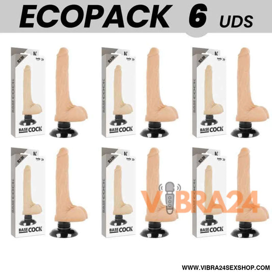ECOPACK 6 UNIT - BASECOCK VIBRADOR REALÍSTICO 2-1 NATURAL 18.5 CM -O- 4