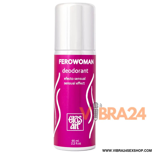 Desodorizante íntimo ferowoman eros art em frasco rosa vibrante com linhas brancas e tampa prata vendido na vibra24 sexshop loja erotica