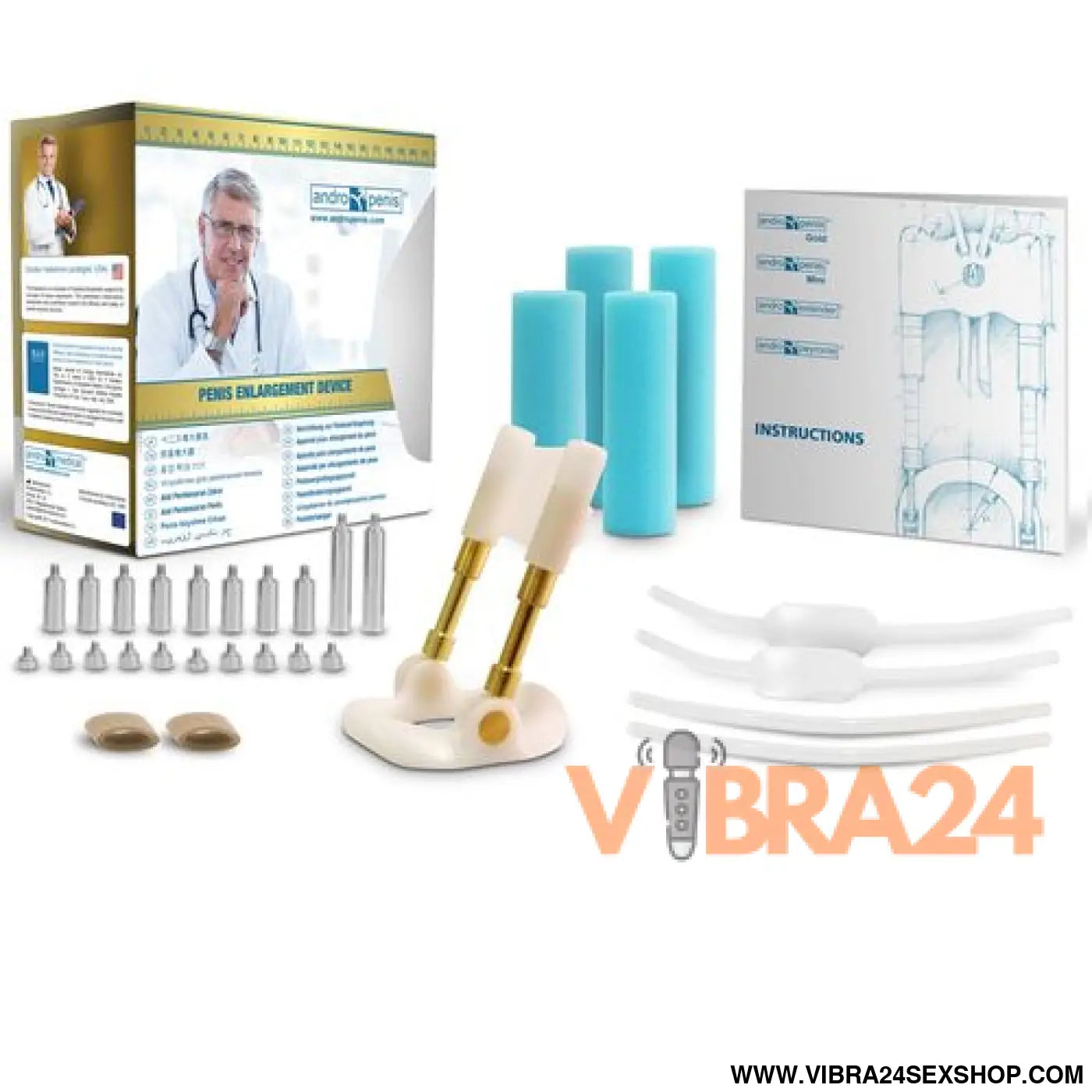 Extensor de Pénis ANDROPENIS Dourado para Aumento de Tamanho e Melhor Desempenho com Extensor de Pénis Andropenis - VIBRA24 SEXSHOP