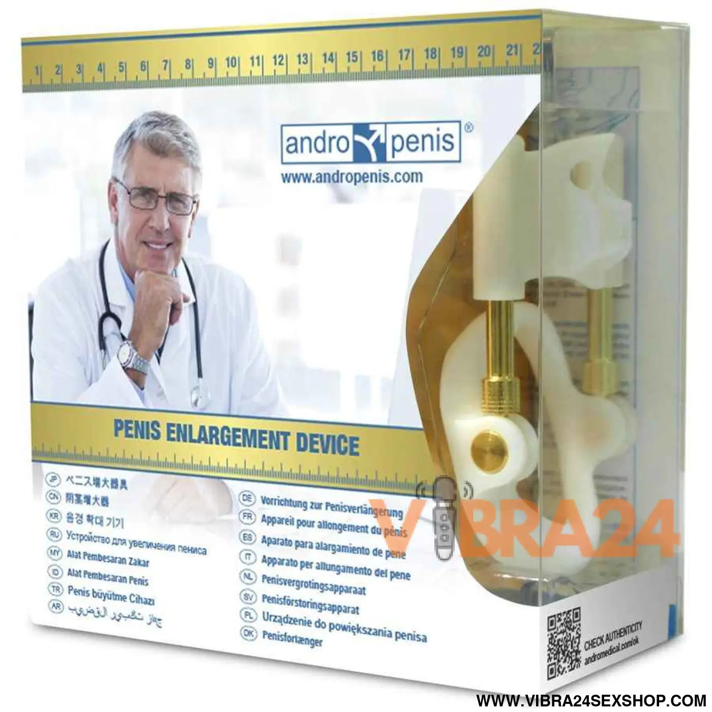 Extensor de Pénis ANDROPENIS Dourado para Aumento Tamanho e Melhor Desempenho