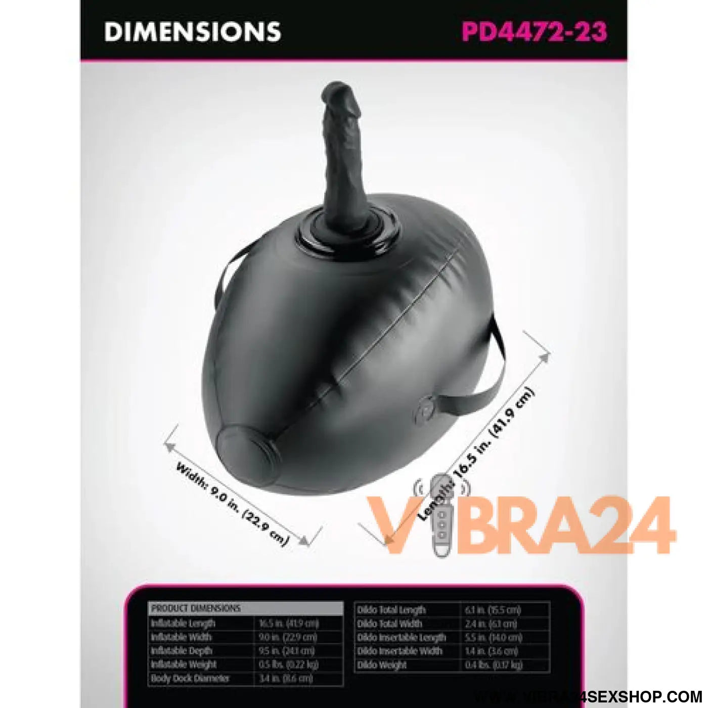 FETISH FANTASY SERIES - BODY DOCK BOLA DE AMOR INSUFLÁVEL COM DILDO PRETA 41,9 CM