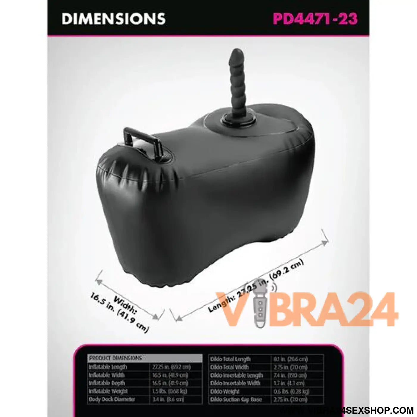 FETISH FANTASY SERIES - SOFÁ INSUFLÁVEL BODY DOCK COM DILDO 69,2 CM PRETO