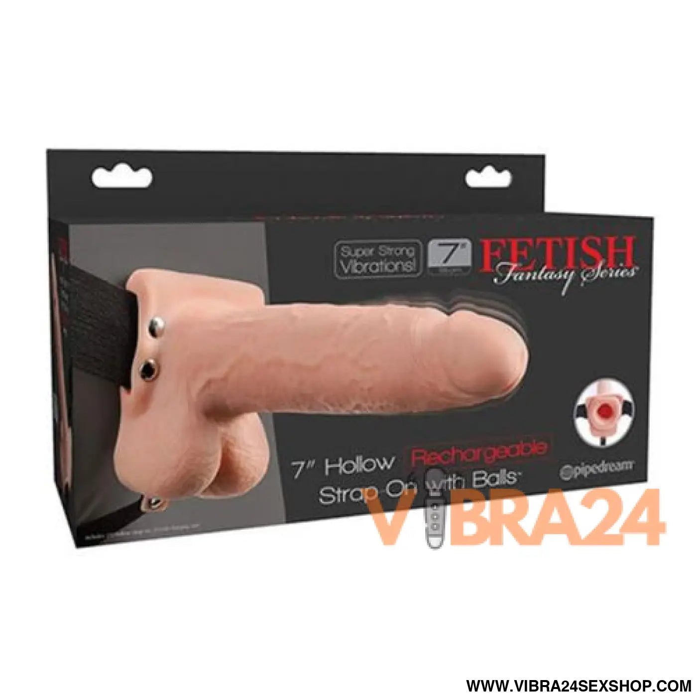 FETISH FANTASY SERIES - STRAP-ON VIBRATÓRIO REALISTA COM BOLAS 17,8 CM