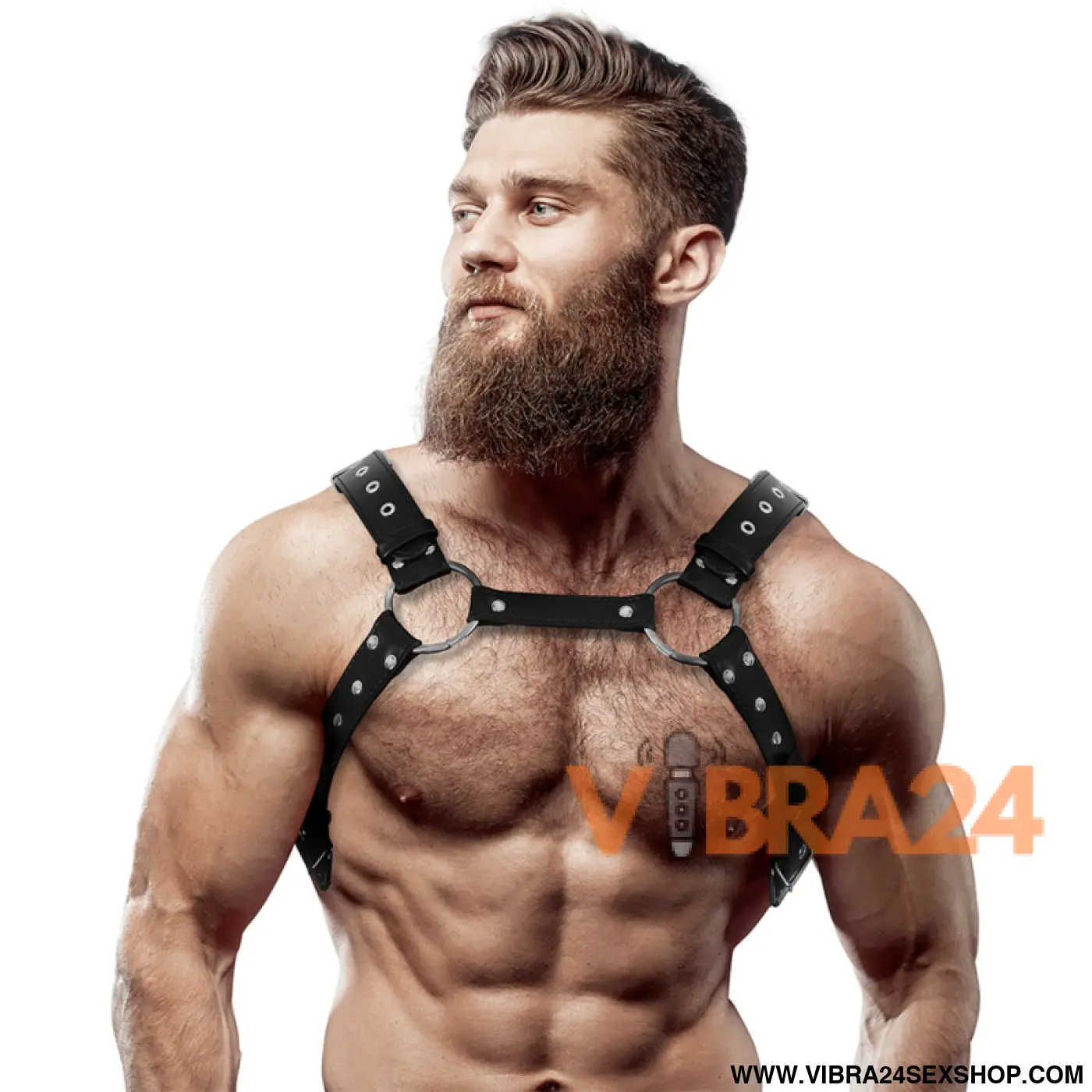 FETISH SUBMISSIVE ATTITUDE - ARNÊS DE PEITORAL COURO ECOLÓGICO MASCULINO COM TACHAS