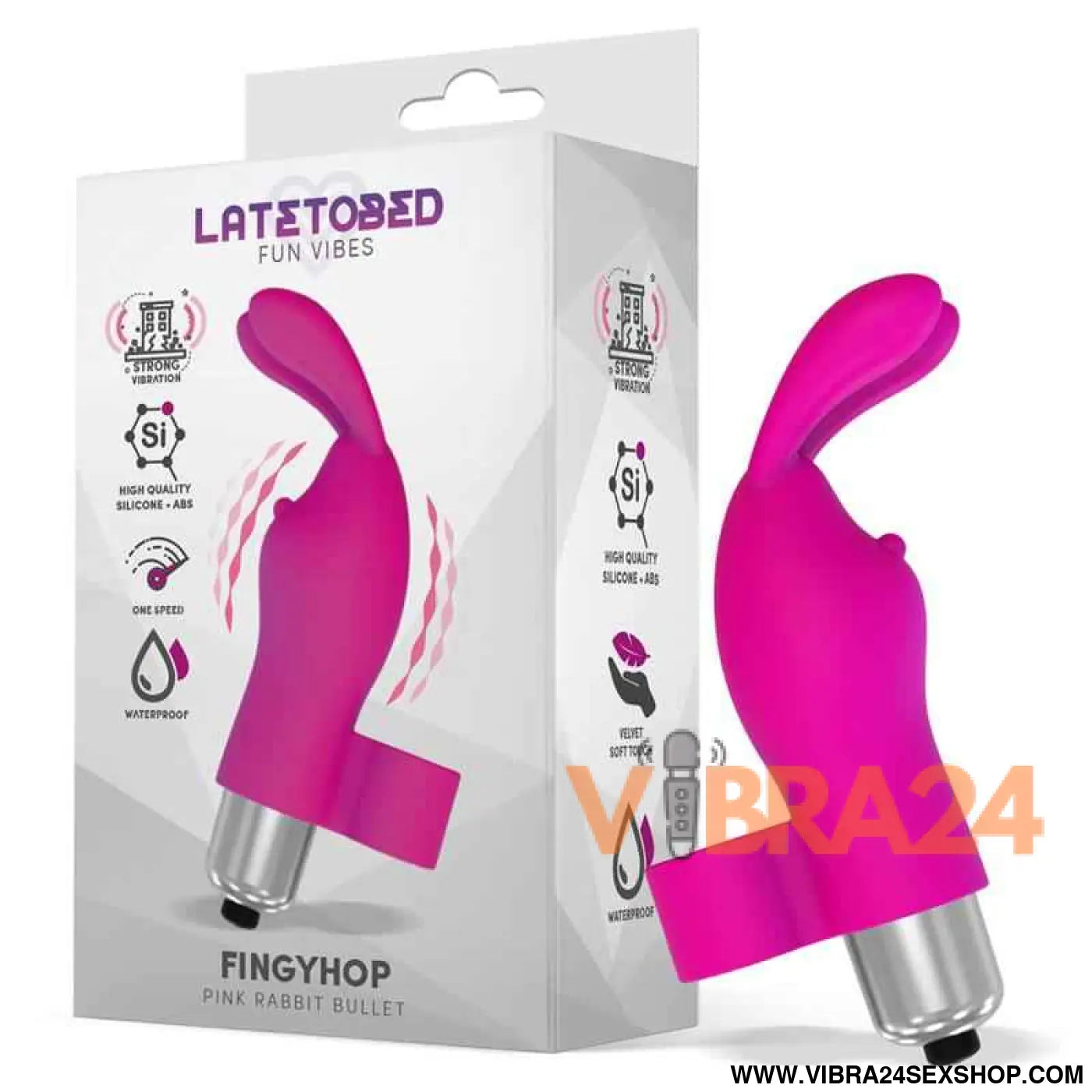 Fingyhop Vibrating Bullet with Rabbit Silicone Pink
