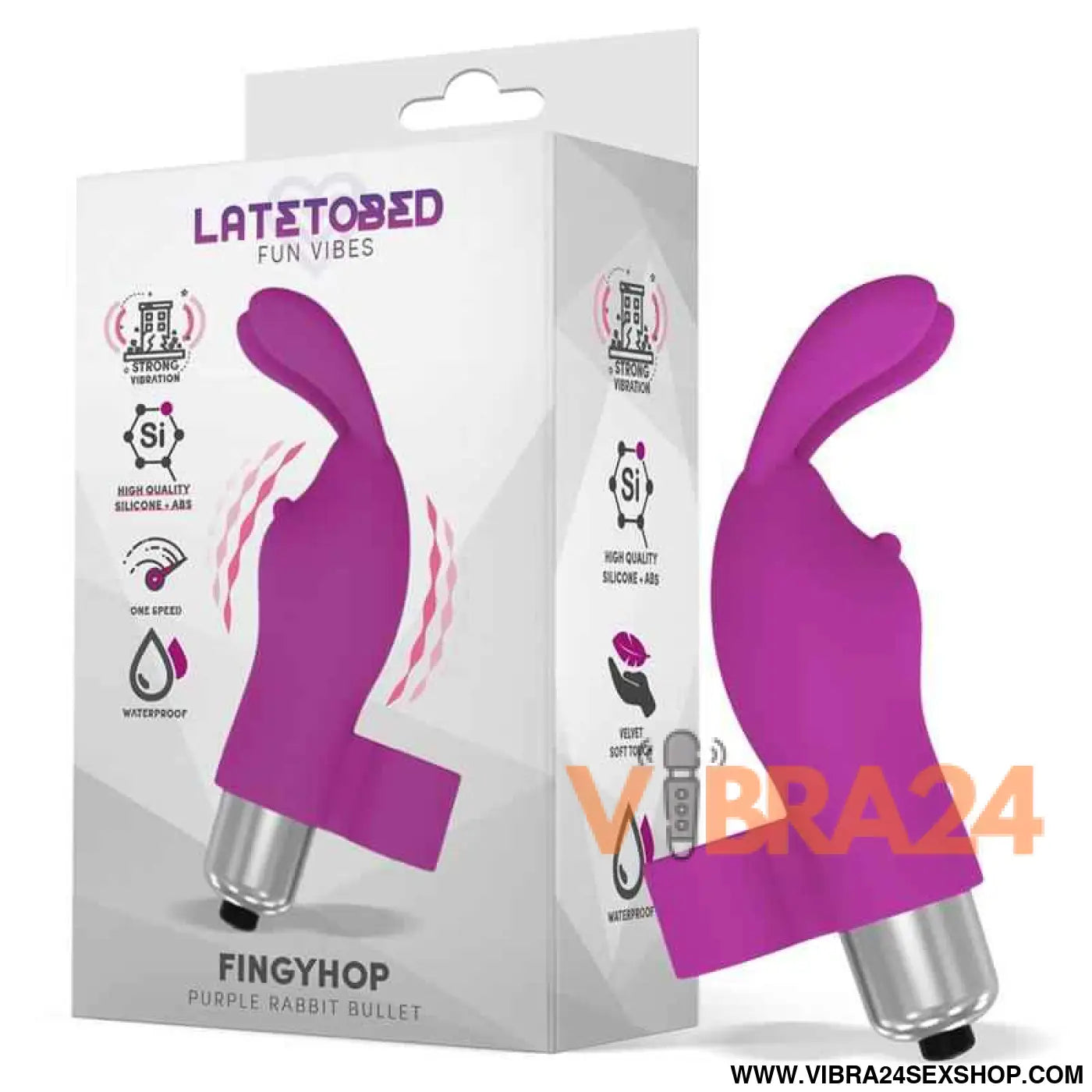 Fingyhop Vibrating Bullet with Rabbit Silicone Purple