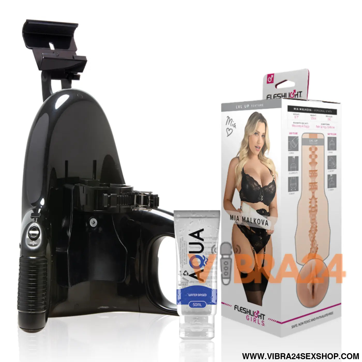 FLESHLIGHT - MIA MALKOVA VAGINA LVL UP + LANÇAMENTO UNIVERSAL + LUBRIFICANTE AQUA QUALITY 50 ML