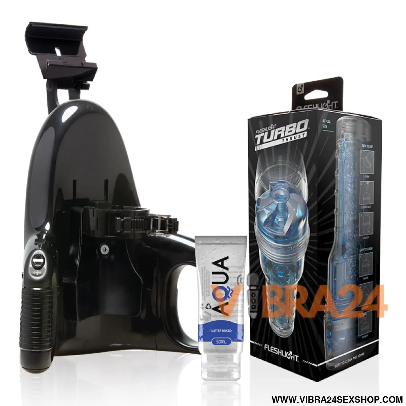 FLESHLIGHT - TURBO THRUST BLUE ICE + LANÇAMENTO UNIVERSAL + LUBRIFICANTE DE QUALIDADE AQUA 50 ML