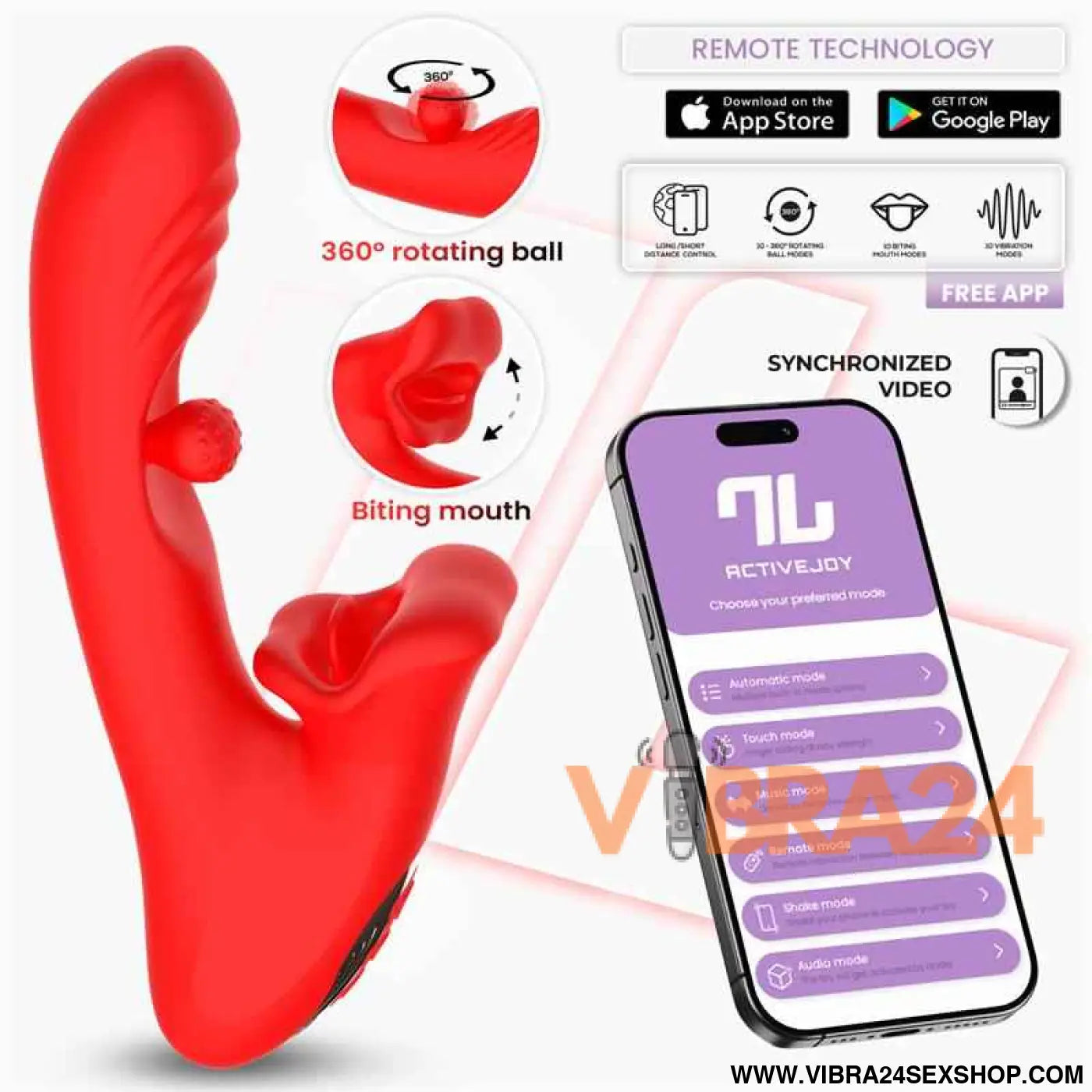 Franky Biting and Rotating Ball Vibrator with App