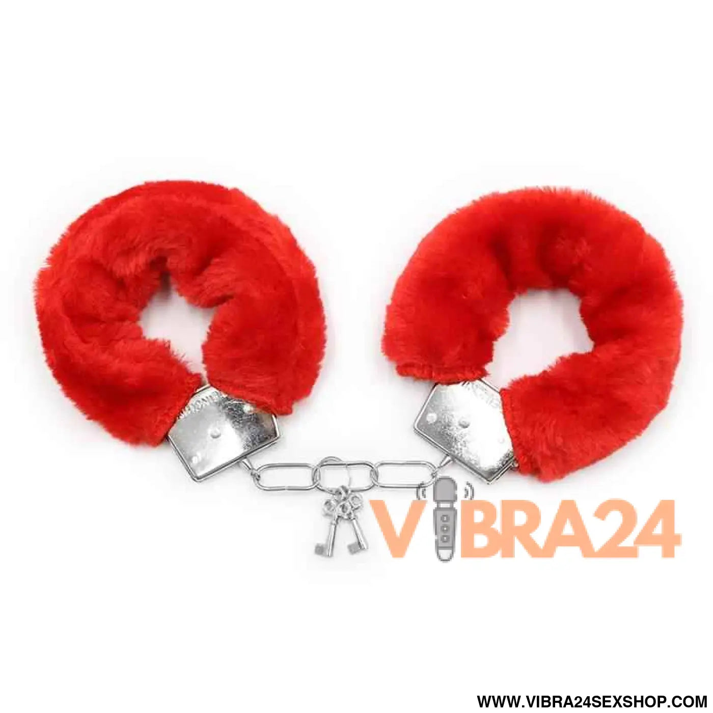 Furry Metal Handcuffs Red