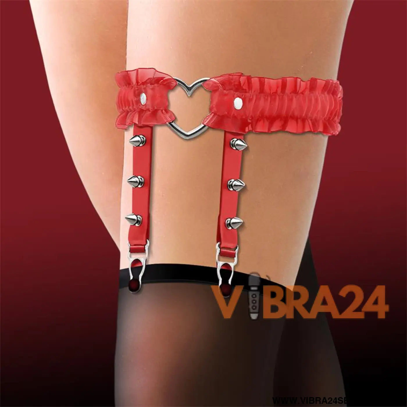 Garter with Heart and Ruffles Vegan Leather One Size